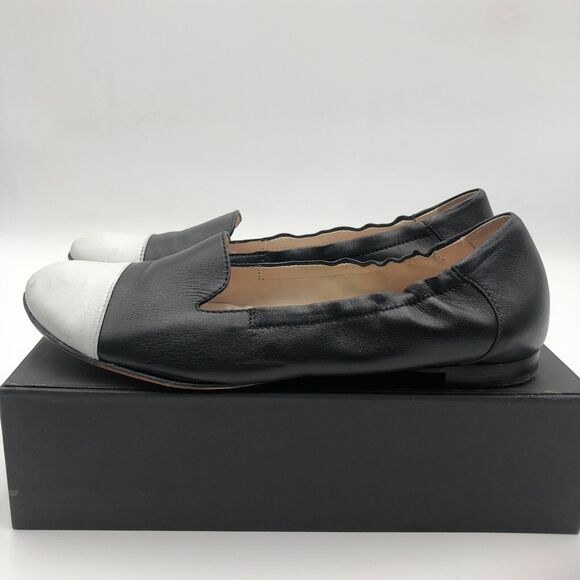 AGL Vero Cuoio Ballet Flats Women's size 7.5 Black White Leather Cap Toe - Picture 7 of 16